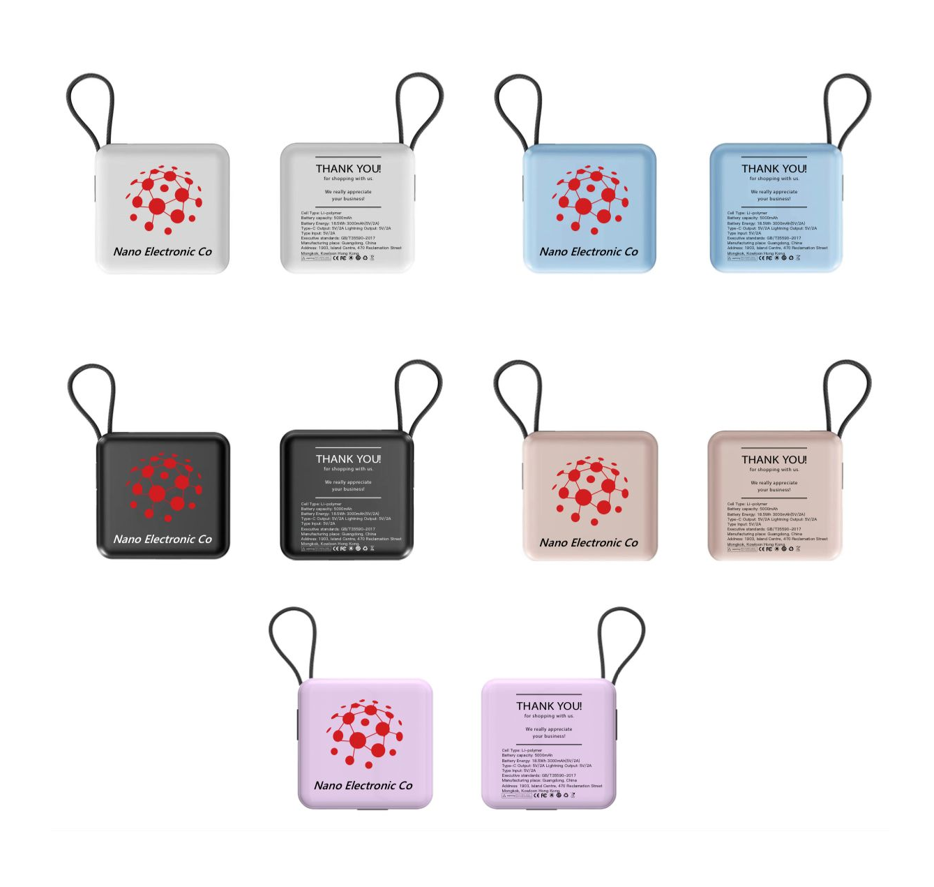 5000mAh Powerbank with built-in cable